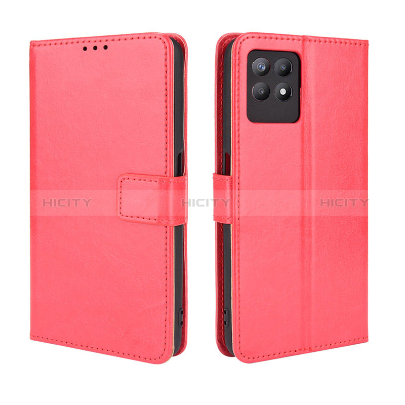 Custodia Portafoglio In Pelle Cover con Supporto BY5 per Realme 8i Rosso