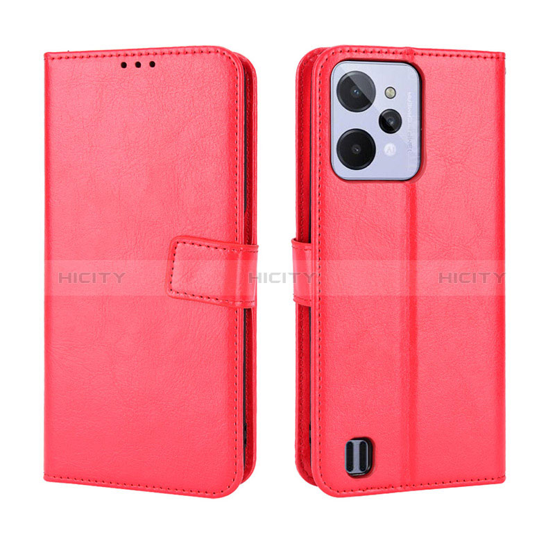 Custodia Portafoglio In Pelle Cover con Supporto BY5 per Realme C31 Rosso