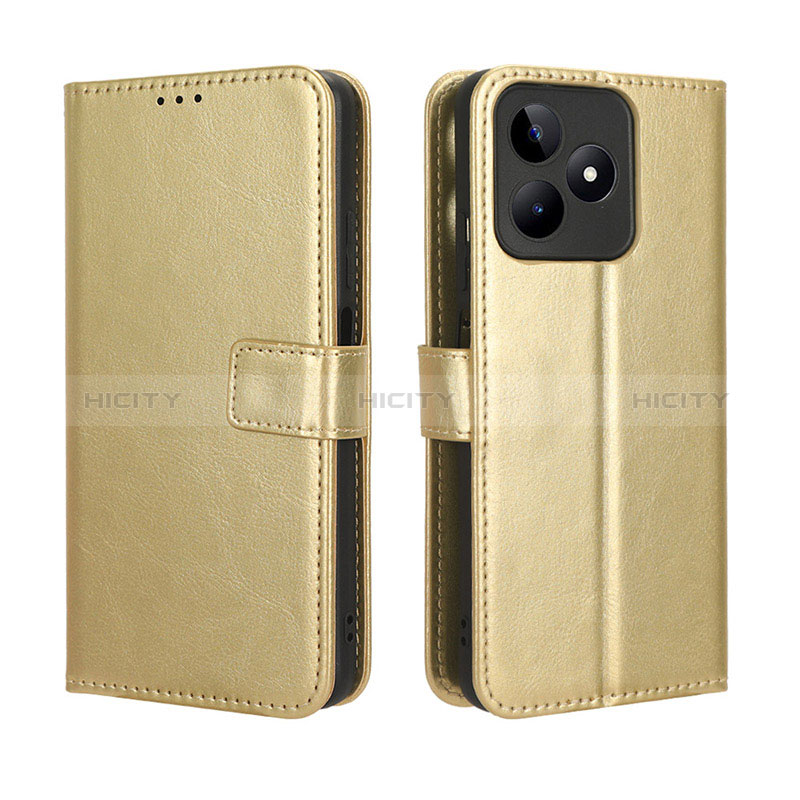 Custodia Portafoglio In Pelle Cover con Supporto BY5 per Realme C53 India Oro