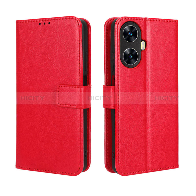 Custodia Portafoglio In Pelle Cover con Supporto BY5 per Realme C55 Rosso