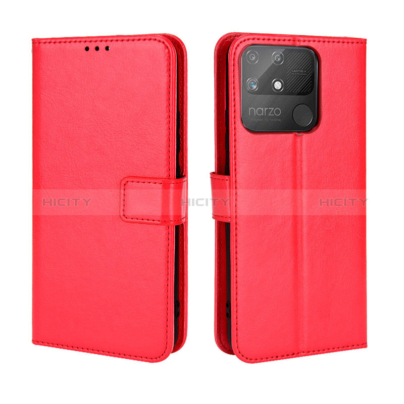 Custodia Portafoglio In Pelle Cover con Supporto BY5 per Realme Narzo 50A Rosso