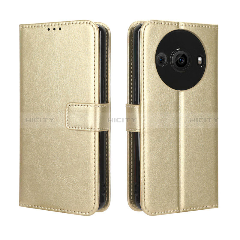 Custodia Portafoglio In Pelle Cover con Supporto BY5 per Sharp Aquos R8 Pro Oro