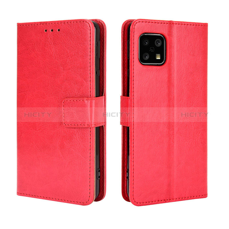 Custodia Portafoglio In Pelle Cover con Supporto BY5 per Sharp Aquos Sense4 Rosso