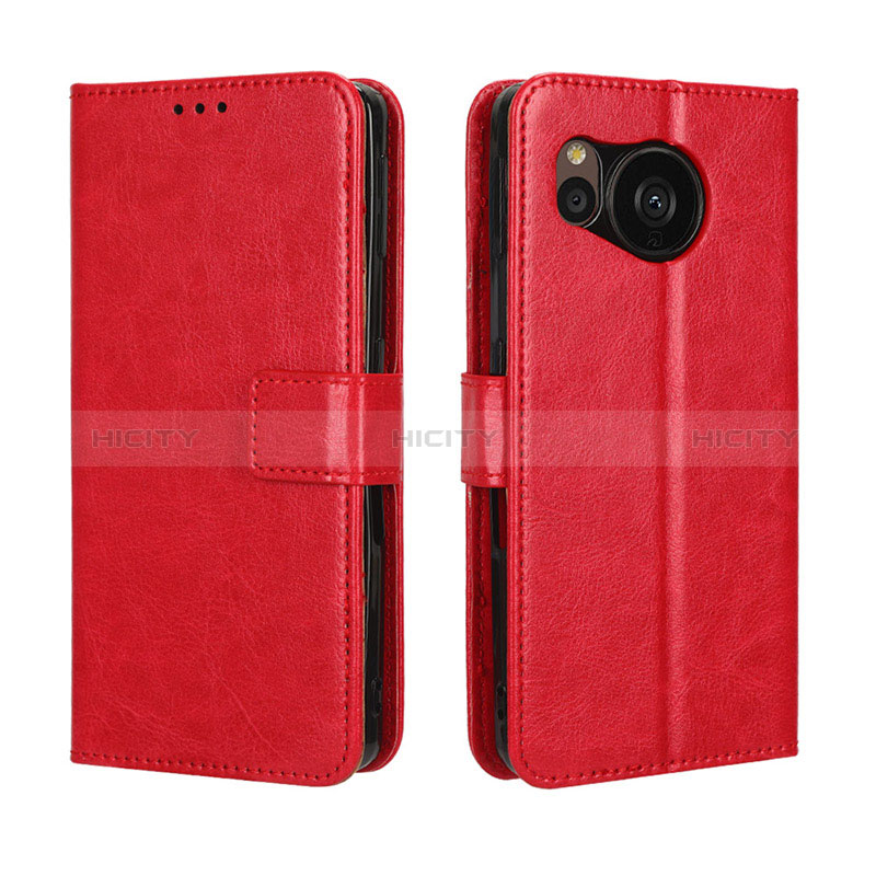 Custodia Portafoglio In Pelle Cover con Supporto BY5 per Sharp Aquos Sense7 Rosso