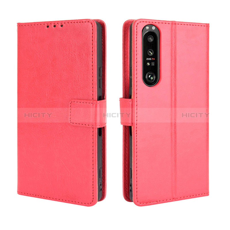 Custodia Portafoglio In Pelle Cover con Supporto BY5 per Sony Xperia 1 III Rosso