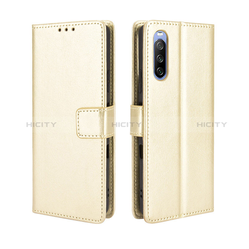 Custodia Portafoglio In Pelle Cover con Supporto BY5 per Sony Xperia 10 III Lite Oro