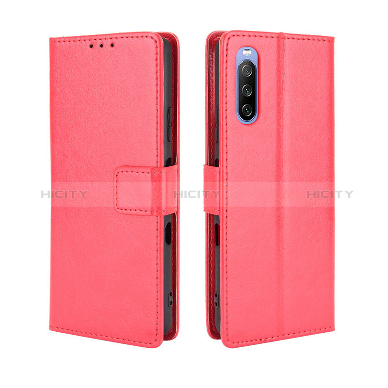 Custodia Portafoglio In Pelle Cover con Supporto BY5 per Sony Xperia 10 III SOG04 Rosso