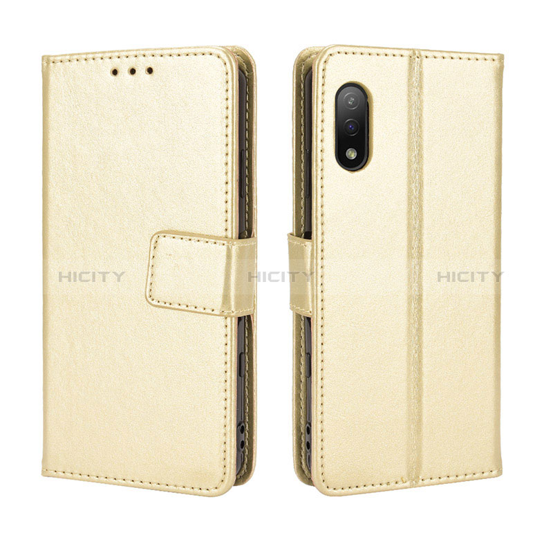 Custodia Portafoglio In Pelle Cover con Supporto BY5 per Sony Xperia Ace II SO-41B Oro