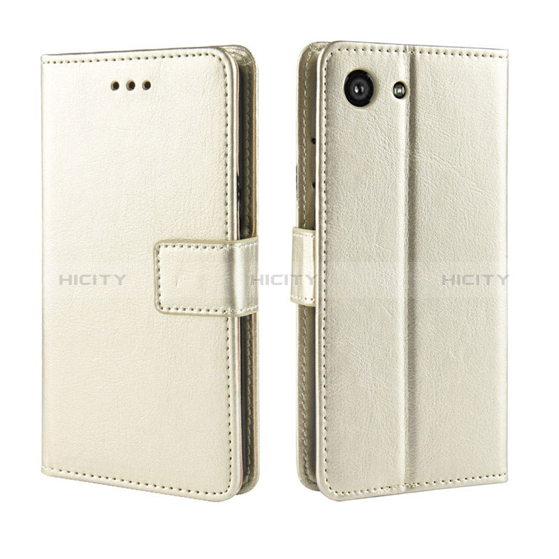 Custodia Portafoglio In Pelle Cover con Supporto BY5 per Sony Xperia Ace Oro