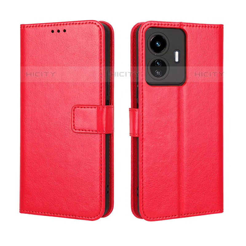 Custodia Portafoglio In Pelle Cover con Supporto BY5 per Vivo iQOO Z6 Lite 5G Rosso