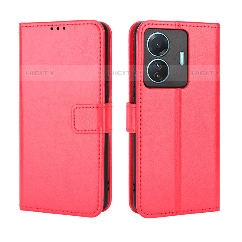 Custodia Portafoglio In Pelle Cover con Supporto BY5 per Vivo iQOO Z6 Pro 5G Rosso