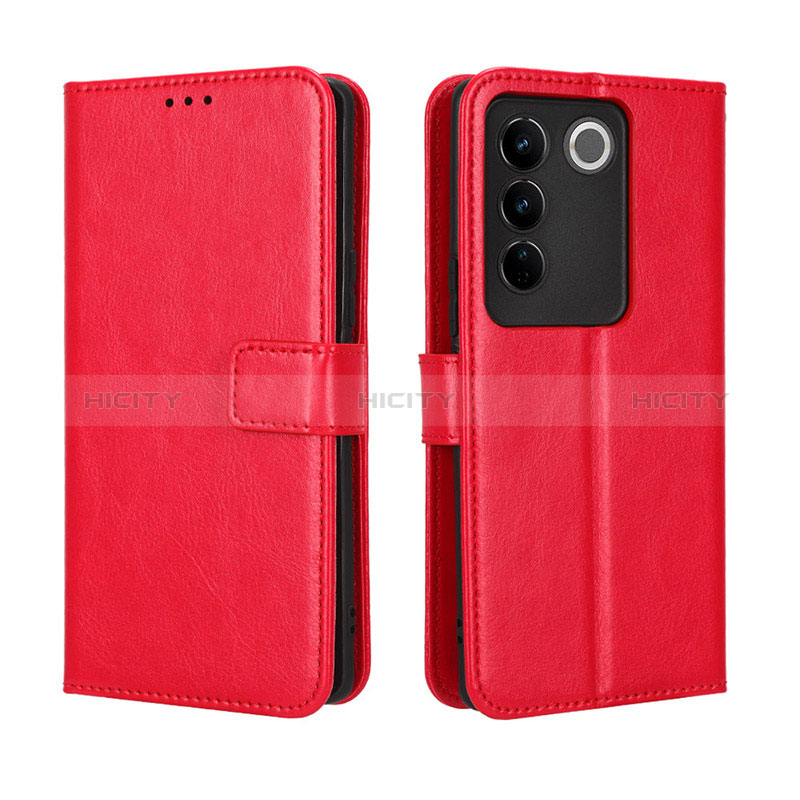 Custodia Portafoglio In Pelle Cover con Supporto BY5 per Vivo V27 Pro 5G Rosso