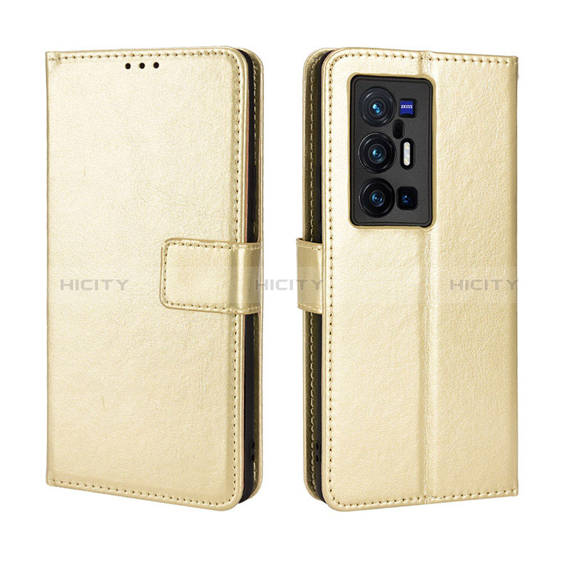 Custodia Portafoglio In Pelle Cover con Supporto BY5 per Vivo X70 Pro+ Plus 5G Oro