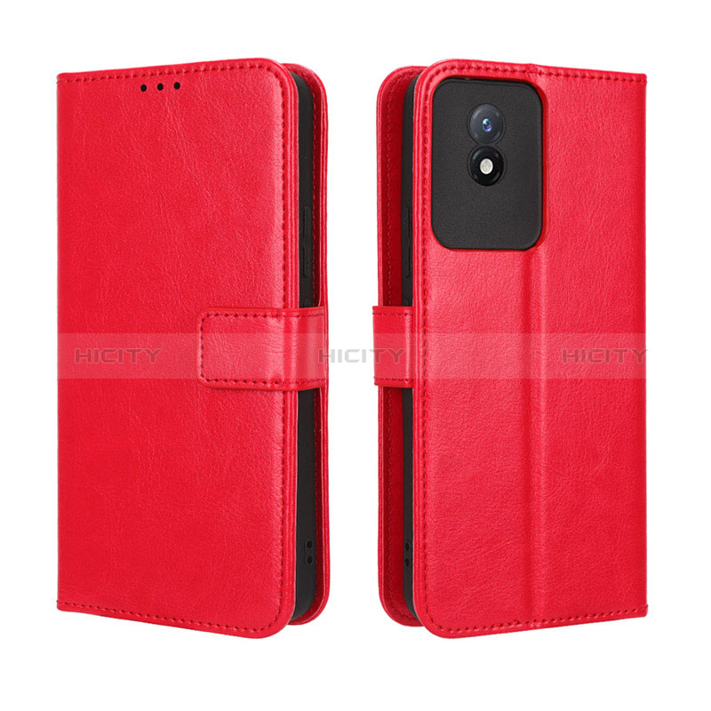 Custodia Portafoglio In Pelle Cover con Supporto BY5 per Vivo Y11 (2023) Rosso