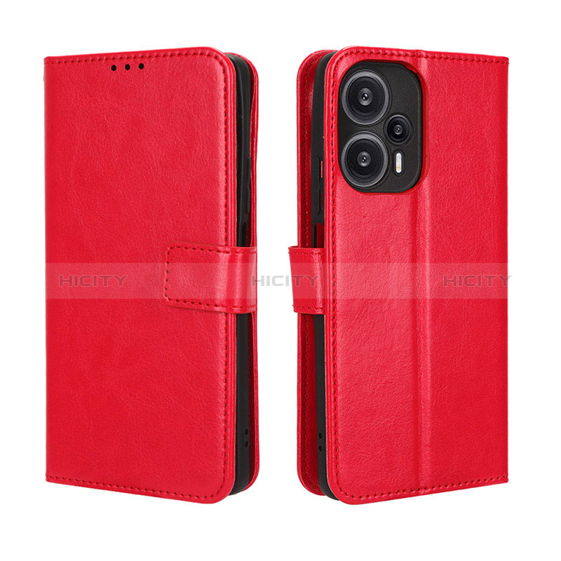 Custodia Portafoglio In Pelle Cover con Supporto BY5 per Xiaomi Poco F5 5G Rosso