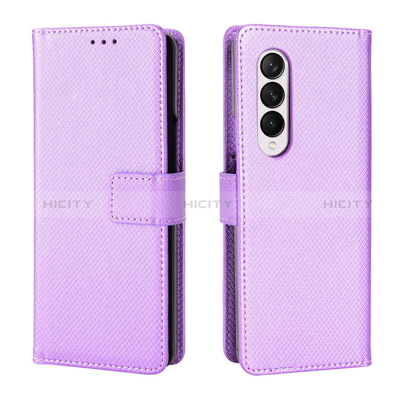 Custodia Portafoglio In Pelle Cover con Supporto BY6 per Samsung Galaxy Z Fold3 5G Viola