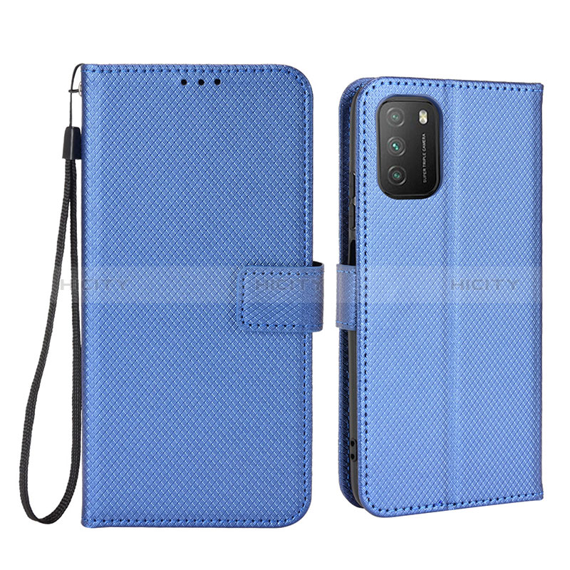 Custodia Portafoglio In Pelle Cover con Supporto BY6 per Xiaomi Poco M3 Blu