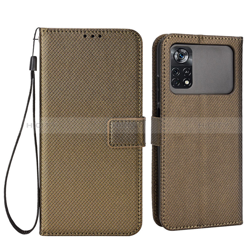 Custodia Portafoglio In Pelle Cover con Supporto BY6 per Xiaomi Poco M4 Pro 4G Marrone