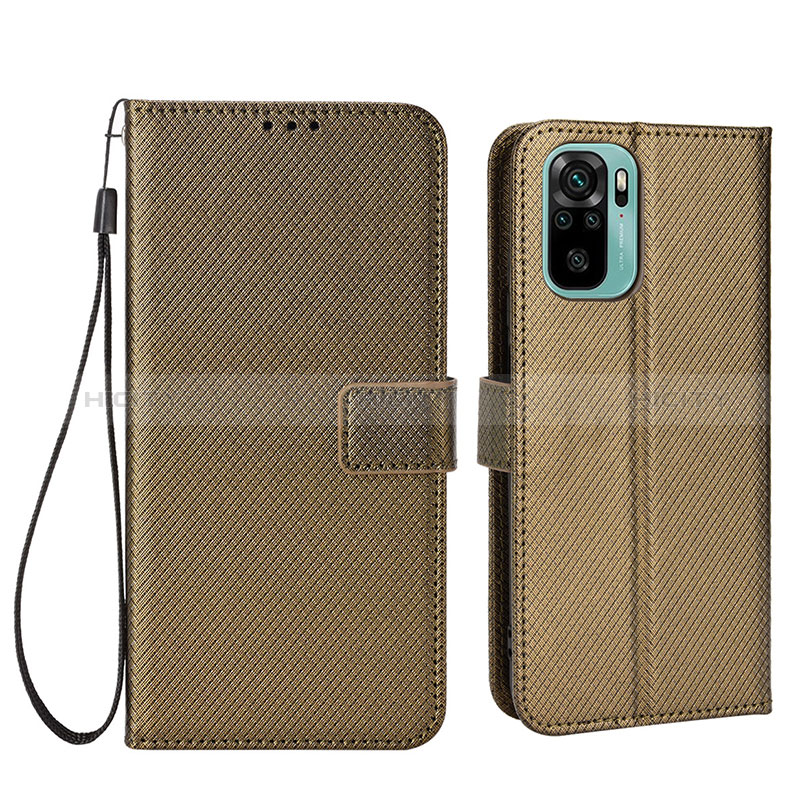 Custodia Portafoglio In Pelle Cover con Supporto BY6 per Xiaomi Redmi Note 10 4G Marrone