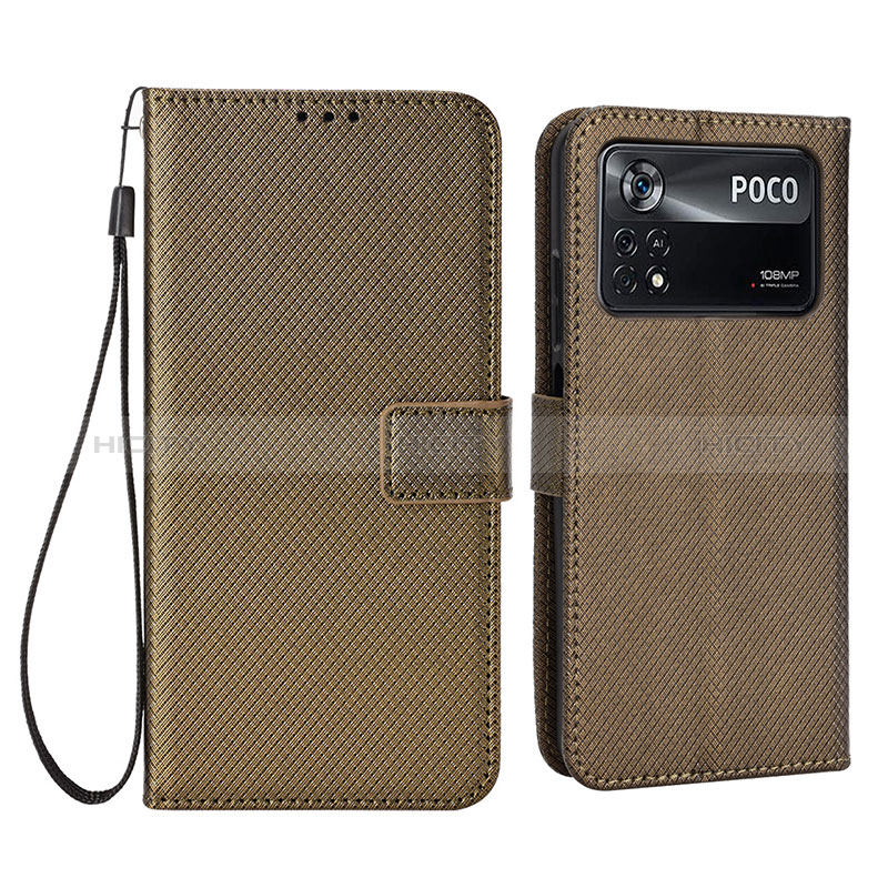 Custodia Portafoglio In Pelle Cover con Supporto BY6 per Xiaomi Redmi Note 11E Pro 5G Marrone