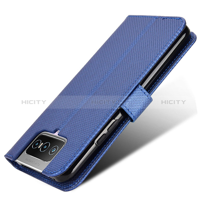 Custodia Portafoglio In Pelle Cover con Supporto BY7 per Asus ZenFone 8 Flip ZS672KS Blu