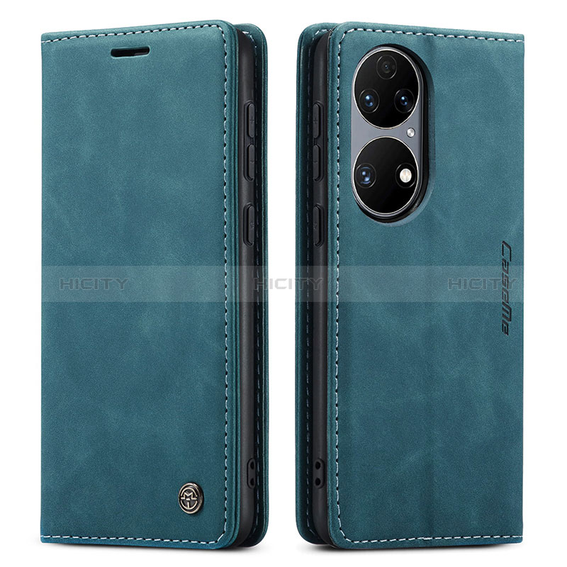 Custodia Portafoglio In Pelle Cover con Supporto C01S per Huawei P50 Pro Blu