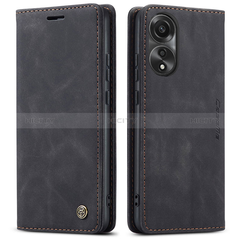 Custodia Portafoglio In Pelle Cover con Supporto C01S per Oppo A78 4G Nero