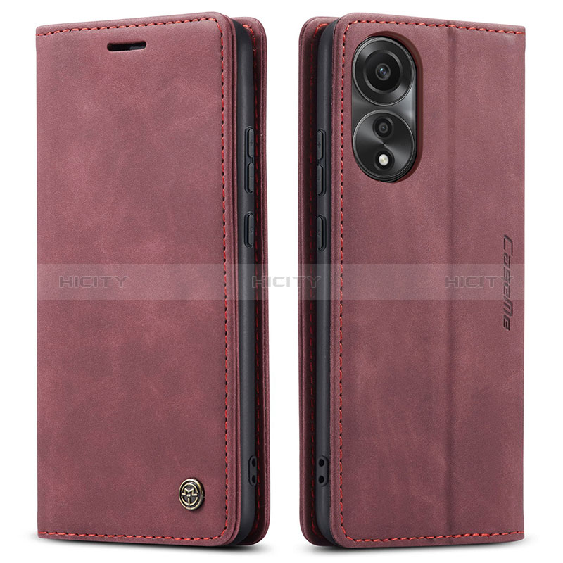 Custodia Portafoglio In Pelle Cover con Supporto C01S per Oppo A78 4G Rosso Rosa