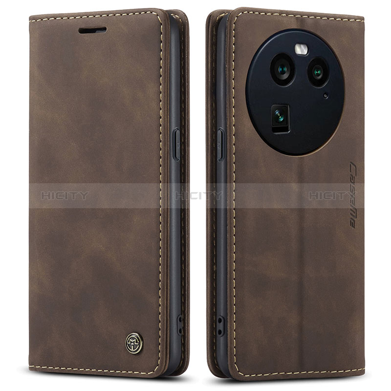 Custodia Portafoglio In Pelle Cover con Supporto C01S per Oppo Find X6 5G Marrone