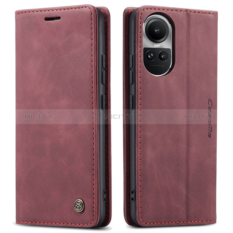 Custodia Portafoglio In Pelle Cover con Supporto C01S per Oppo Reno10 5G Rosso Rosa