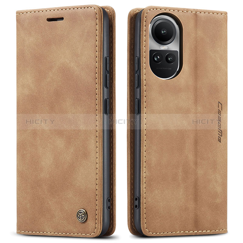 Custodia Portafoglio In Pelle Cover con Supporto C01S per Oppo Reno10 Pro 5G Marrone Chiaro