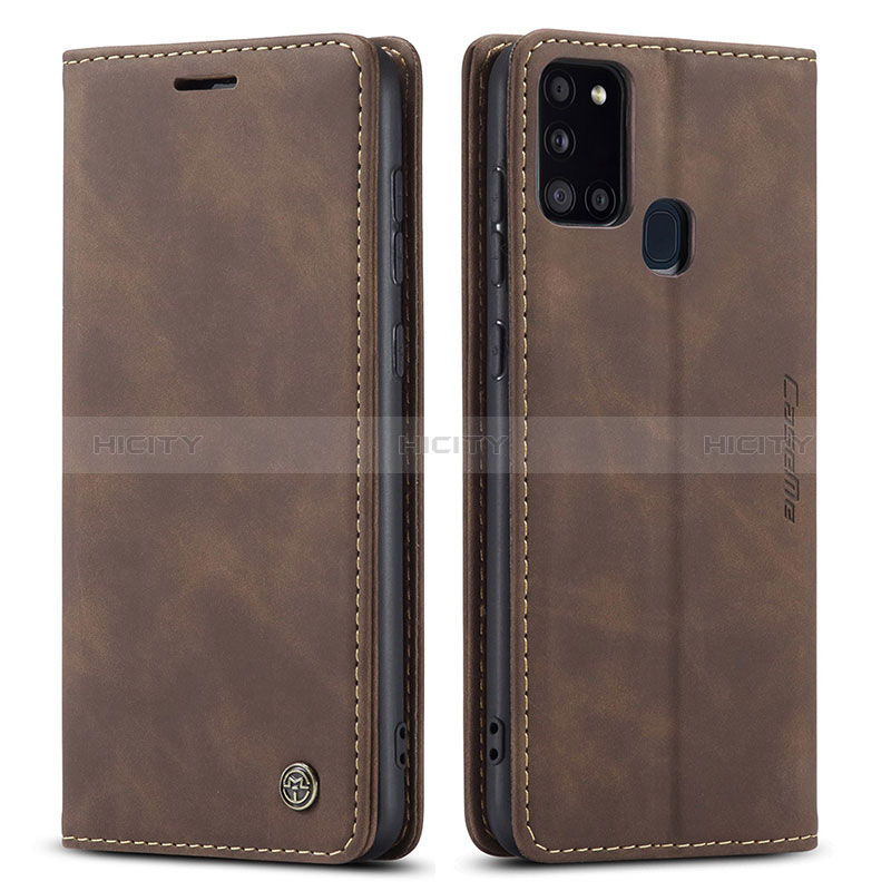 Custodia Portafoglio In Pelle Cover con Supporto C01S per Samsung Galaxy A21s Marrone