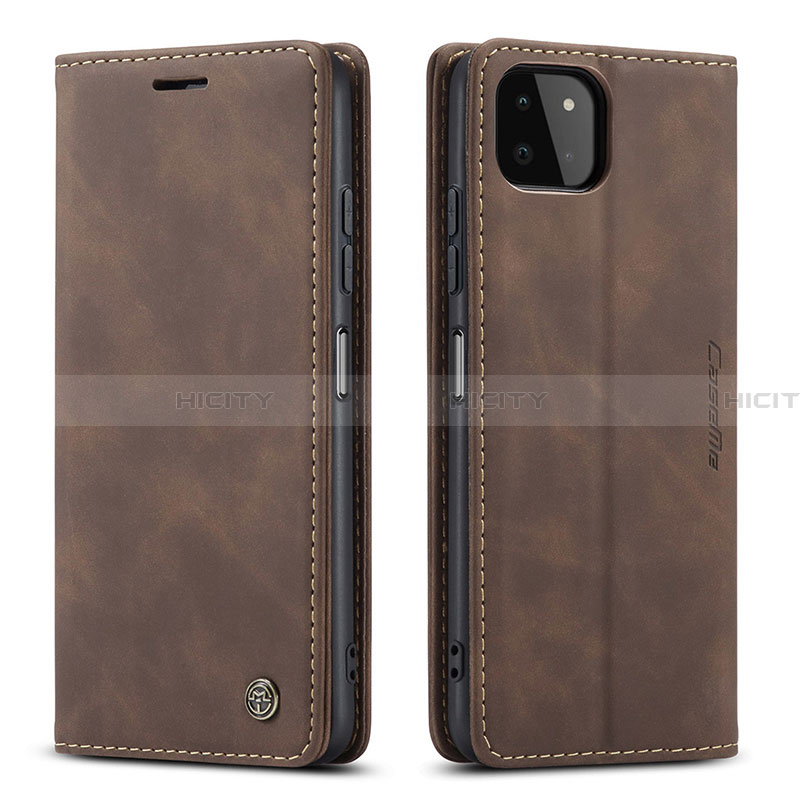 Custodia Portafoglio In Pelle Cover con Supporto C01S per Samsung Galaxy A22 5G Marrone