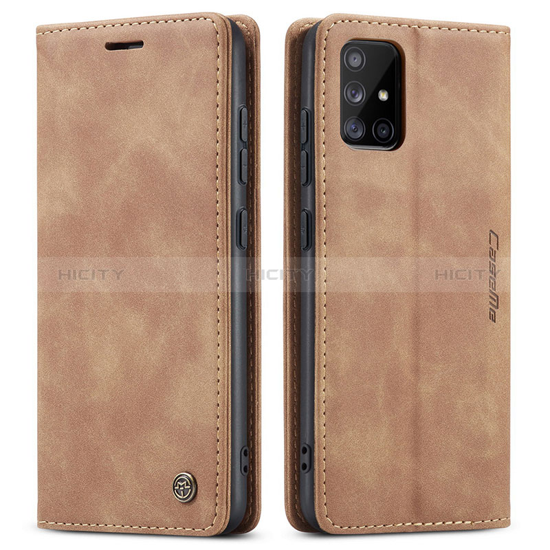 Custodia Portafoglio In Pelle Cover con Supporto C01S per Samsung Galaxy A51 4G Marrone Chiaro