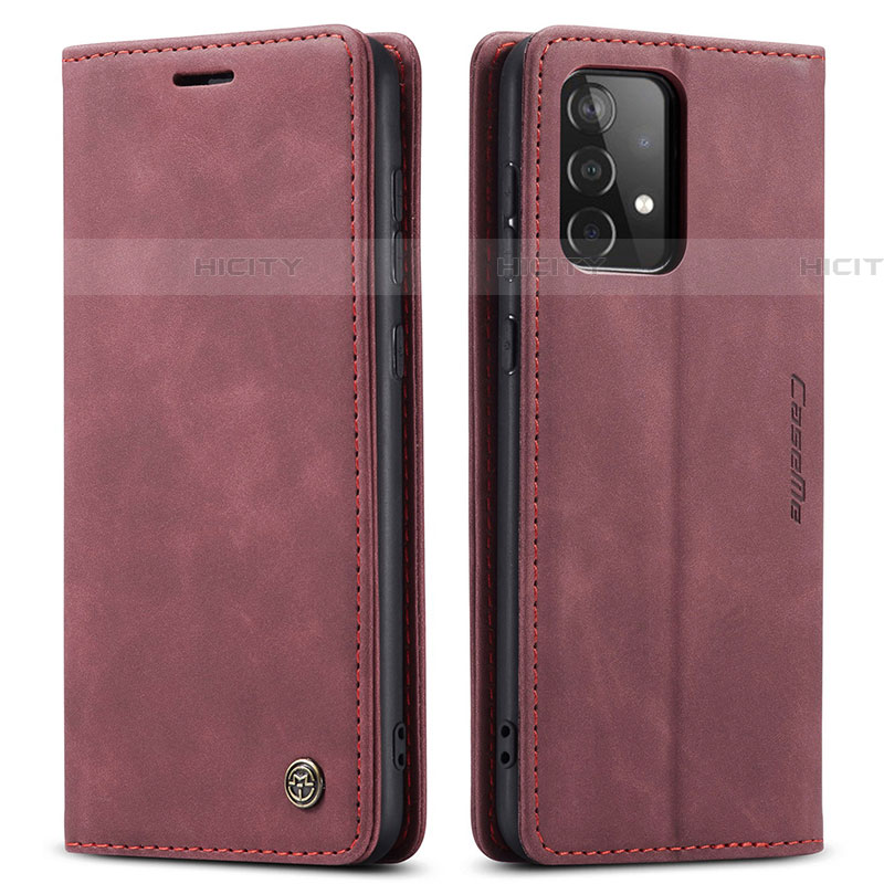 Custodia Portafoglio In Pelle Cover con Supporto C01S per Samsung Galaxy A52 4G Rosso Rosa
