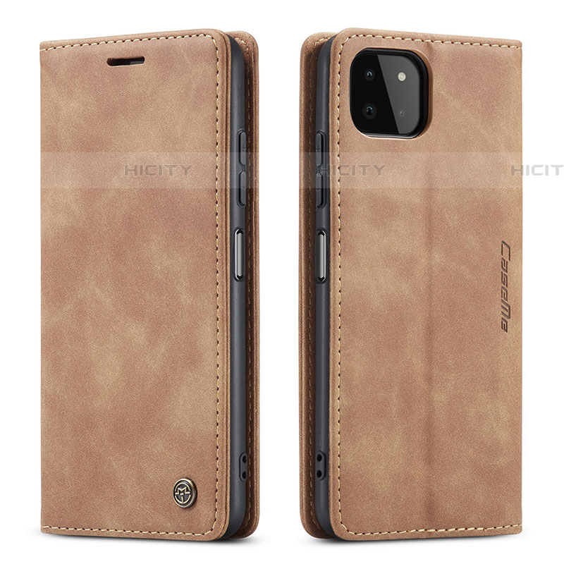 Custodia Portafoglio In Pelle Cover con Supporto C01S per Samsung Galaxy F42 5G Marrone Chiaro