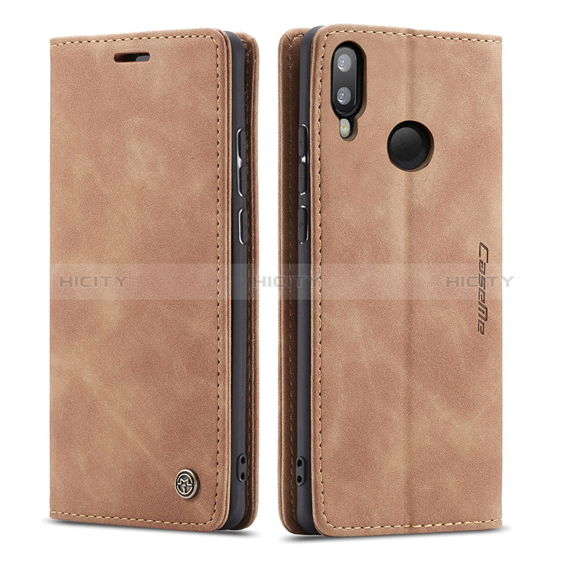 Custodia Portafoglio In Pelle Cover con Supporto C01S per Samsung Galaxy M20 Marrone Chiaro