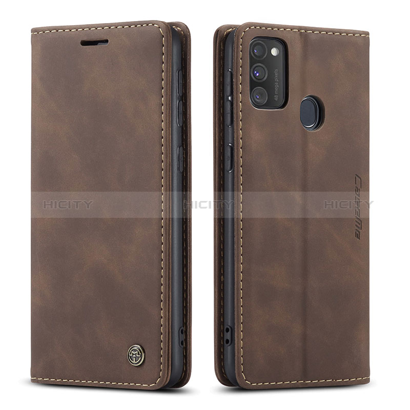 Custodia Portafoglio In Pelle Cover con Supporto C01S per Samsung Galaxy M21 Marrone