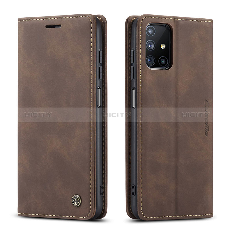 Custodia Portafoglio In Pelle Cover con Supporto C01S per Samsung Galaxy M51 Marrone