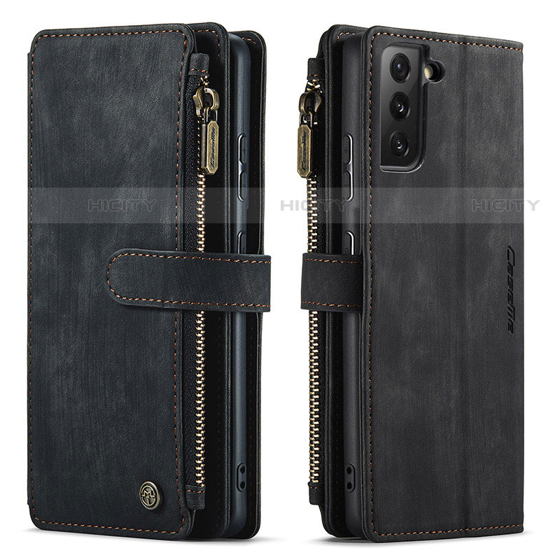 Custodia Portafoglio In Pelle Cover con Supporto C01S per Samsung Galaxy S21 5G Nero