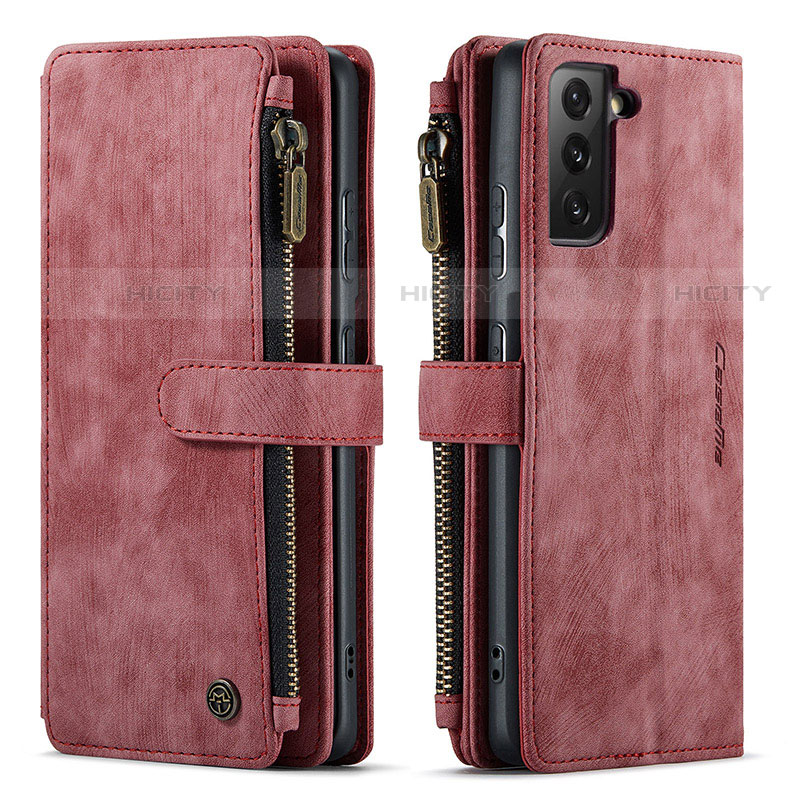 Custodia Portafoglio In Pelle Cover con Supporto C01S per Samsung Galaxy S21 5G Rosso