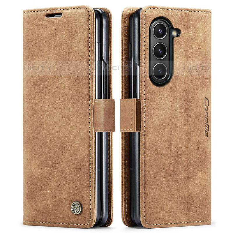 Custodia Portafoglio In Pelle Cover con Supporto C01S per Samsung Galaxy Z Fold5 5G Marrone Chiaro