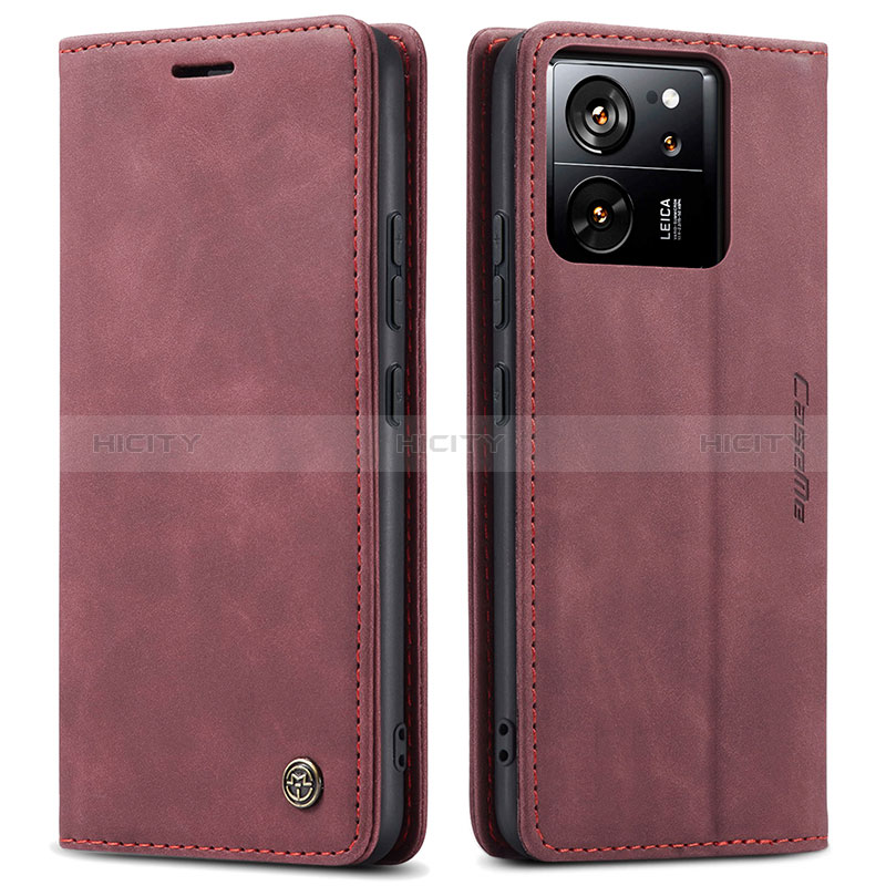 Custodia Portafoglio In Pelle Cover con Supporto C01S per Xiaomi Mi 13T Pro 5G Rosso Rosa