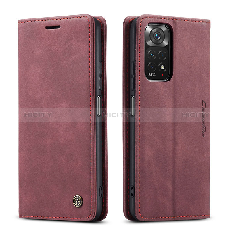 Custodia Portafoglio In Pelle Cover con Supporto C01S per Xiaomi Redmi Note 11 4G (2022) Rosso Rosa