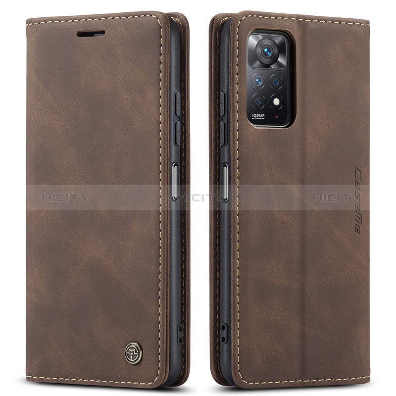 Custodia Portafoglio In Pelle Cover con Supporto C01S per Xiaomi Redmi Note 11 Pro 5G Marrone