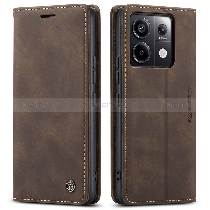 Custodia Portafoglio In Pelle Cover con Supporto C01S per Xiaomi Redmi Note 13 Pro 5G Marrone