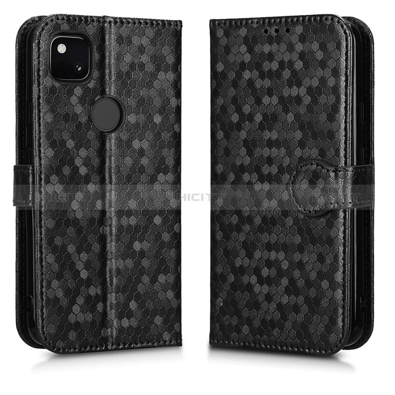 Custodia Portafoglio In Pelle Cover con Supporto C01X per Google Pixel 4a Nero