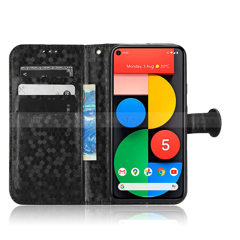 Custodia Portafoglio In Pelle Cover con Supporto C01X per Google Pixel 5