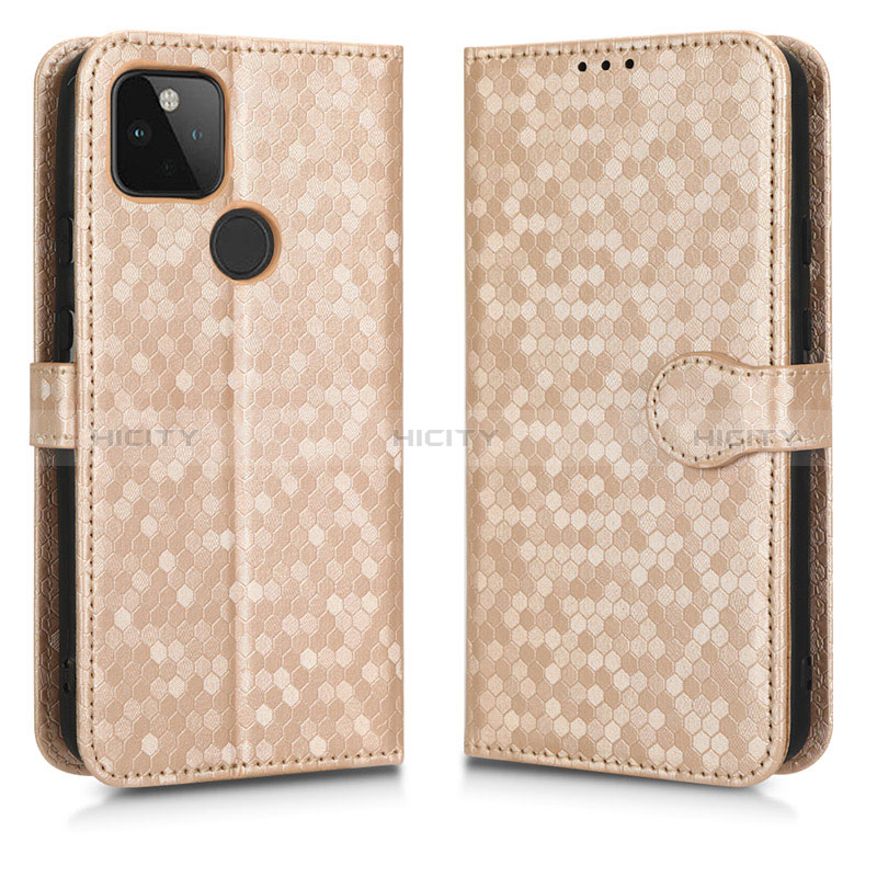 Custodia Portafoglio In Pelle Cover con Supporto C01X per Google Pixel 5a 5G Oro