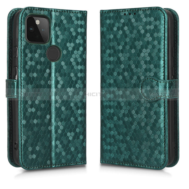 Custodia Portafoglio In Pelle Cover con Supporto C01X per Google Pixel 5a 5G Verde